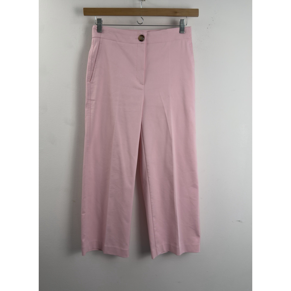 Ann Taylor Kate Curvy Light Pink High-Rise Wide Leg Cropped Dress Pants Sz 2